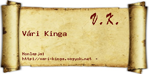 Vári Kinga névjegykártya